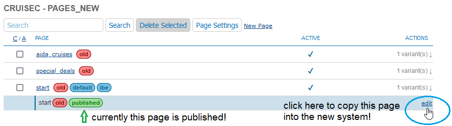 Open variants for an old PAGEMAKER page