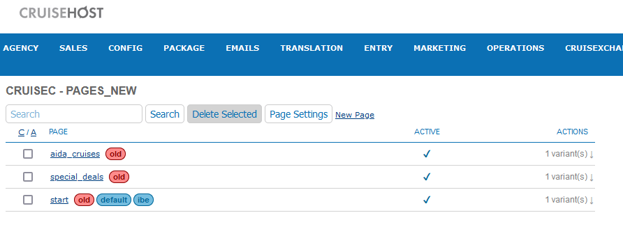 Old pages listed in PAGEMAKER