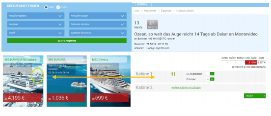Fixed cruise offer panel